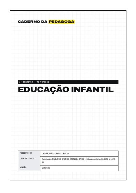 Capa do caderno de Educação Infantil